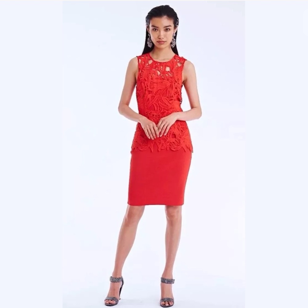SACHIN & BABI Noir Viola Giupure Lace Peplum Dress